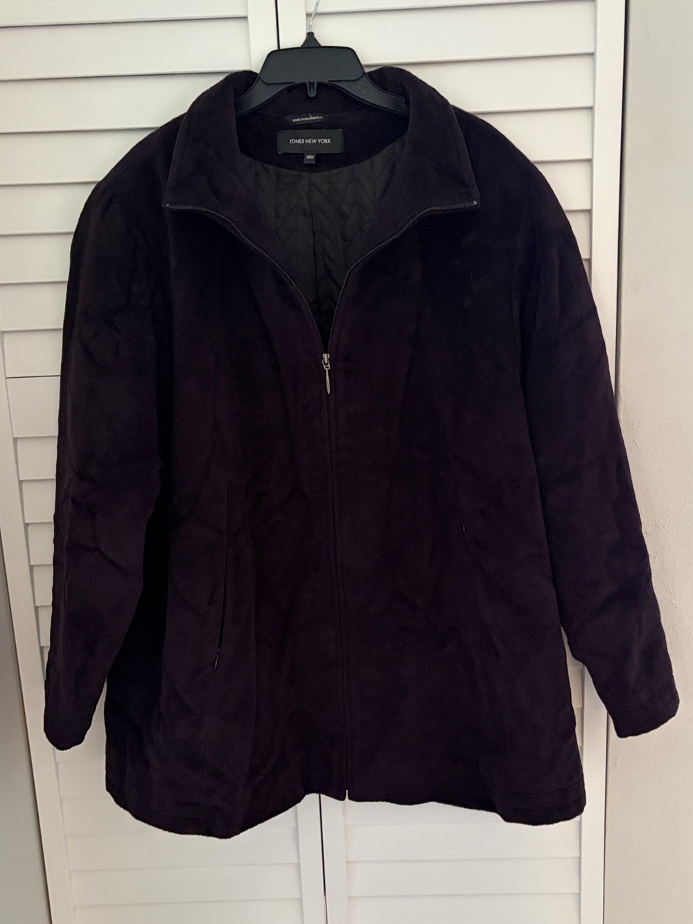Jones New York Quilted Zip Jacket in Black Size 18W Heavy and Warm
